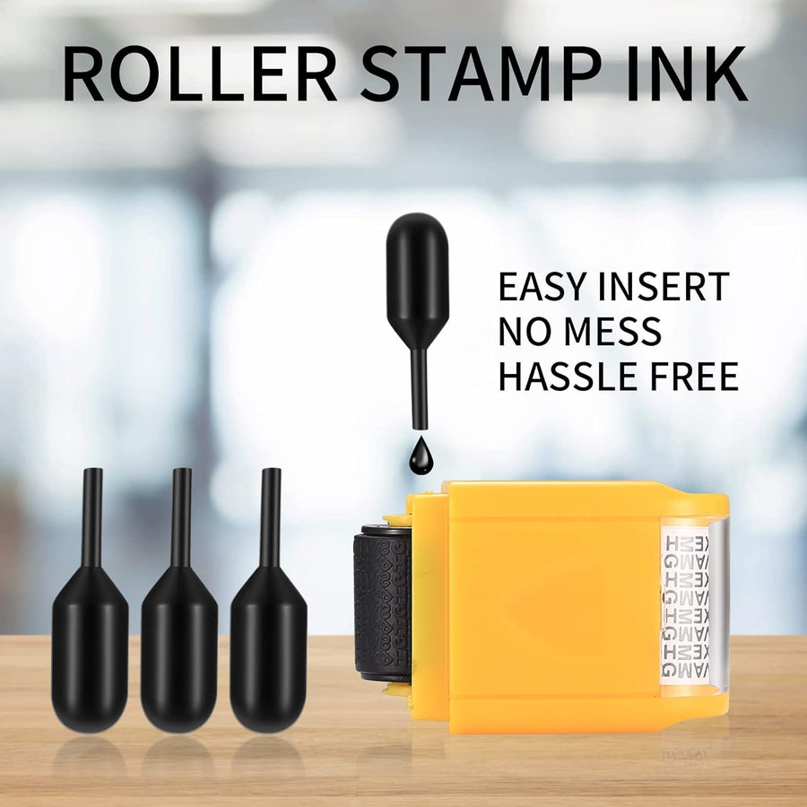 Identity Theft Protection 12 Pcs Roller Stamps Replacement Refills for Confidential Privacy Security, Black Ink, Covers Personal Mail Address Information