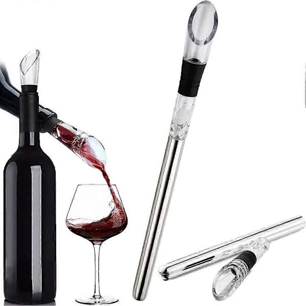 Wine Cooler Chiller 2-Pack Stainless Steel with Aerator Compatible with Standard Bottles