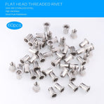 60pcs 304 Stainless Steel Rivet Nut M8 Flat Head Blind Nut Threaded Rivet Nut Rivet Nut for Threaded Insert Plys