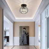 Modern Crystal Ceiling Light E27 LED Chandelier Compatible with Philips, Black Design for Kitchen Dining Room Bedroom Hallway Entrance - Front View