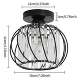 Modern Crystal Ceiling Light E27 LED Chandelier Compatible with Philips, Black Design for Kitchen Dining Room Bedroom Hallway Entrance - Side View