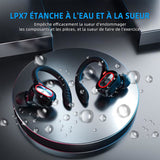 Sports Wireless Bluetooth Headphones, Wireless Headphones with Mic Bluetooth, Hi-Fi Stereo Bluetooth Headset Bluetooth Headset for Sports, Work Dark - 45-Degree Angle