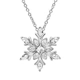 Diamond Snowflake Pendant Necklace Sterling Silver Chain