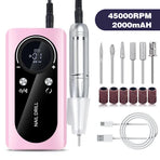 Electric Nail File Rechargeable Portable 45000 rpm Pink