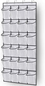 Over the Door Shoe Storage Organizer with 24 Large Mesh Pockets White