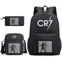 Cristiano Ronaldo Backpack 3-Piece Set, Black Youth School Backpack