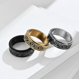 Nordic Norwegian Viking Triangle Knot Rotatable Titanium Steel Ring for Men and Women Relaxing Finger Ring Hand Forged - 45-Degree Angle