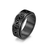 Nordic Norwegian Viking Triangle Knot Rotatable Titanium Steel Ring for Men and Women Relaxing Finger Ring Hand Forged