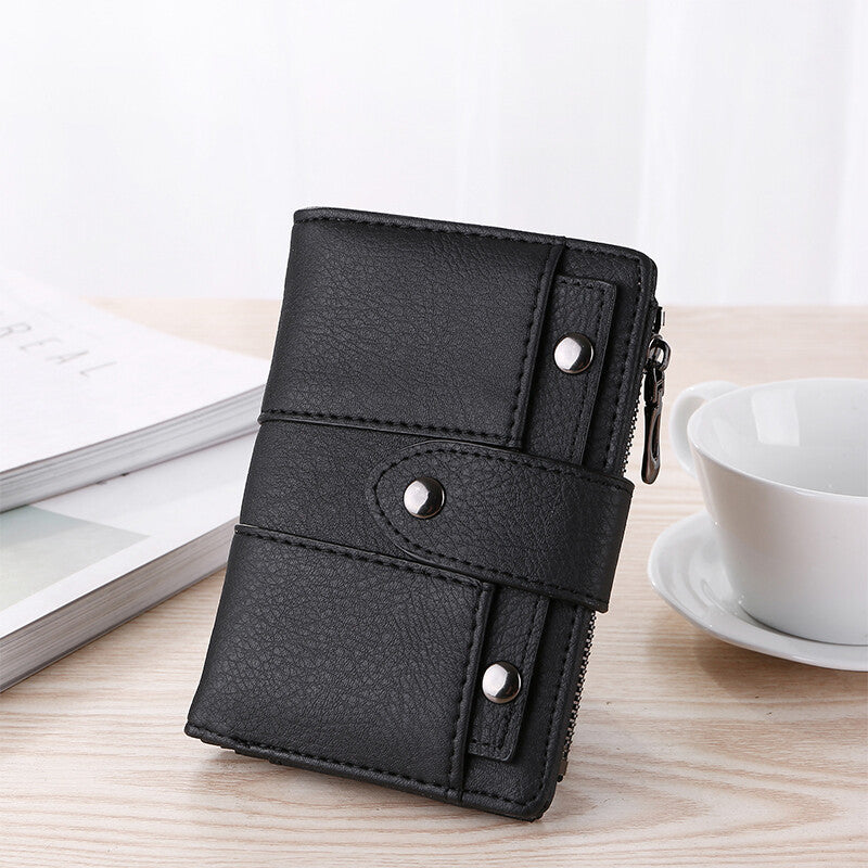 The New Fashion Foldable Small Wallet Women Leather Card Holder Wallet Blue