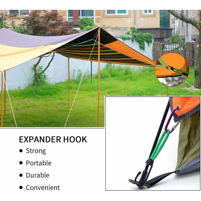 Rubber Straps with Hooks 16 Pieces Green, for Camping Tents, Tarpaulins, and Awnings