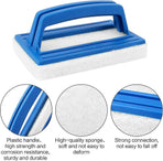 Pool Wall Brush, Sponge Pool Scrubbing Brush, 2-Piece Set, White, with Handle for Hot Tub and Pool Cleaning