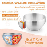 Stainless Steel Bowls for Kids-6 Pack, 12OZ Double Walled Baby Toddler Bowls for Baby Food/Cereal/Snack, 18/10 Non-Toxic Metal & Unbreakable, Dishwasher Safe - Side View