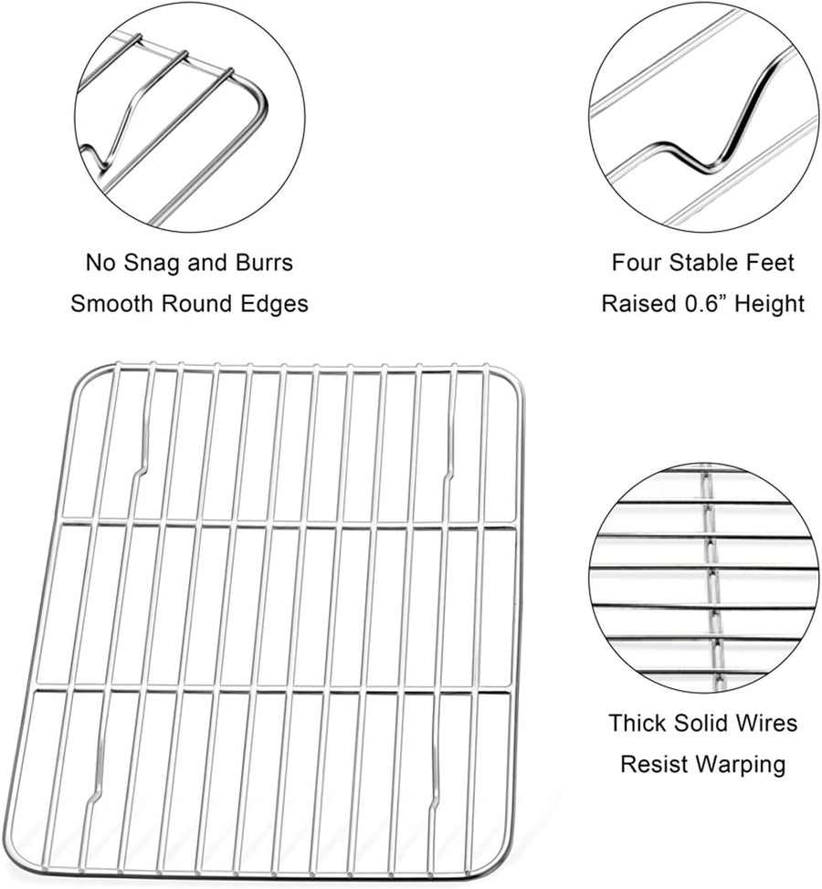 Small Baking Rack Set of 2, Stainless Steel Metal Roasting Cooking Racks, Size – 8.6"x6.2", Non Toxic & Rust, image 3