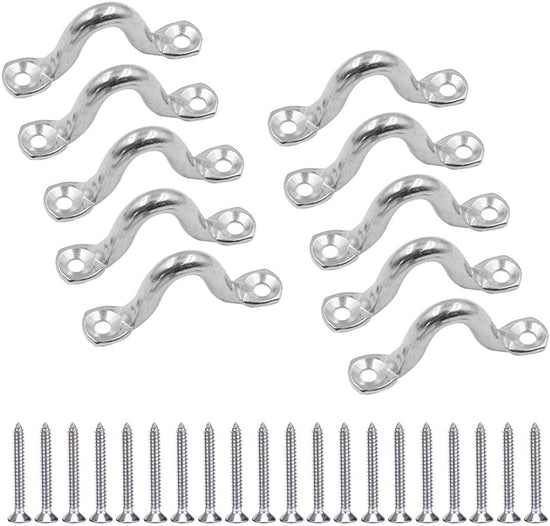 10Pcs M8 316 Stainless Steel Bimini Boat Top PAD Eye, Eye Straps, Tie Down, Kayak Deck Loops, Tie Down Anchor Point, Footman's Loop for Kayak Canoe Rigging