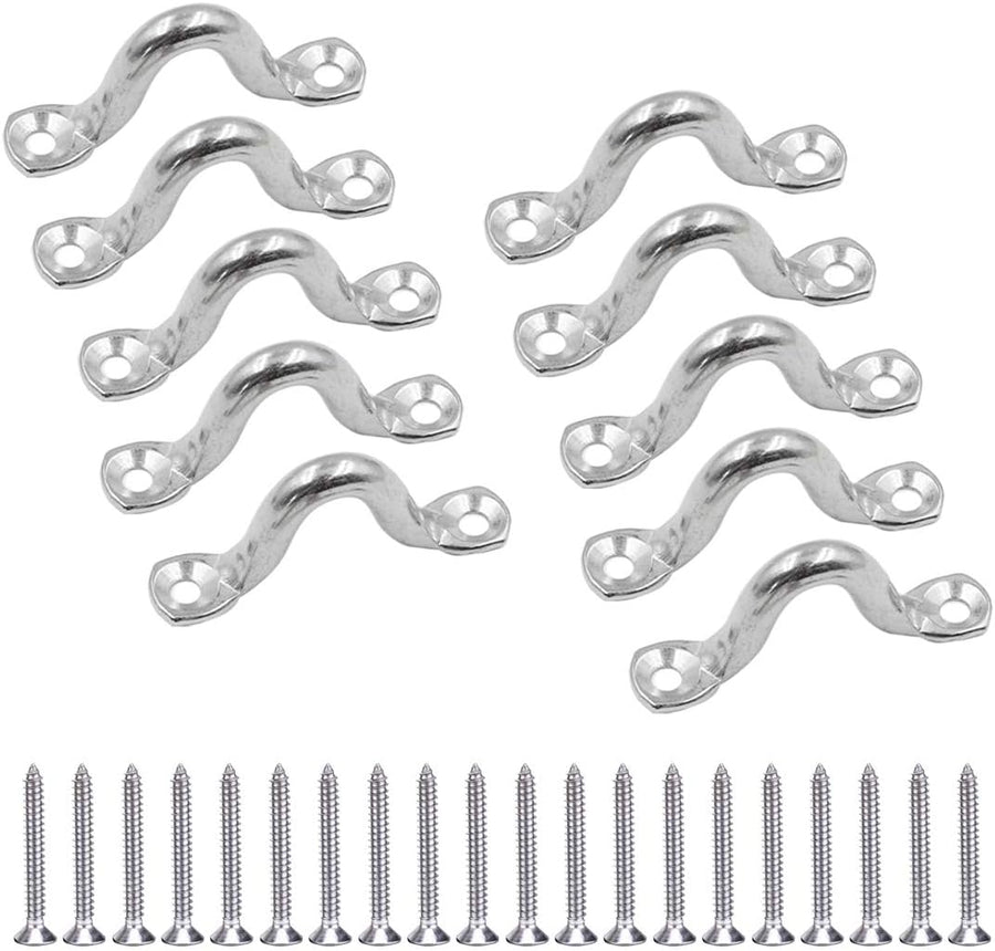 10Pcs M8 316 Stainless Steel Bimini Boat Top PAD Eye, Eye Straps, Tie Down, Kayak Deck Loops, Tie Down Anchor Point, Footman's Loop for Kayak Canoe Rigging