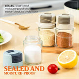 Metering Salt Shaker, Glass Metered Salt Dispenser, Press Type Quantitative Salt Glass Seasoning Bottle, Can Spice Salt Cumin Powder Pepper Shakers BBQ Condiment Seasoning Bottle (Green) - Top-Down View