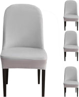 Curved Dining Room Chair Covers,Round Back Dining Chair Slipcovers, Curved Thick Plush Office Chair Covers Slipcovers, Wingback Dining Chair Covers Slipcovers Dining Room Chair Protectors(Silver gray,