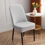 Curved Dining Room Chair Covers,Round Back Dining Chair Slipcovers, Curved Thick Plush Office Chair Covers Slipcovers, Wingback Dining Chair Covers Slipcovers Dining Room Chair Protectors(Silver gray, - Front View