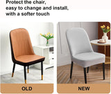 Curved Dining Room Chair Covers,Round Back Dining Chair Slipcovers, Curved Thick Plush Office Chair Covers Slipcovers, Wingback Dining Chair Covers Slipcovers Dining Room Chair Protectors(Silver gray, - Top-Down View