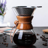 Pour Over Coffee Maker,Reusable Glass Coffee Pot Manual Dripper Brewer Hand Drip with Stainless Steel Filter for Home Travel (14 oz/400 ml) - Top-Down View