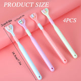 4Pcs 3 Sided Toothbrush Adult, Colorful Three Sided Toothbrush Set with Soft Bristle, Triple Head Toothbrush for Deep Cleaning, Multi-Angle Toothbrushes for Adults Teeth Gum Care - Front View