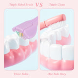 4Pcs 3 Sided Toothbrush Adult, Colorful Three Sided Toothbrush Set with Soft Bristle, Triple Head Toothbrush for Deep Cleaning, Multi-Angle Toothbrushes for Adults Teeth Gum Care - Side View