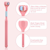 4Pcs 3 Sided Toothbrush Adult, Colorful Three Sided Toothbrush Set with Soft Bristle, Triple Head Toothbrush for Deep Cleaning, Multi-Angle Toothbrushes for Adults Teeth Gum Care - Top-Down View