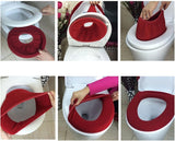 Bathroom Square Toilet Seat Cover Winter Washable Warmer Mat Toilet Cover Cushion Lid Pad Home Decor Toilet Seat Cover (Color : Black) - Top-Down View