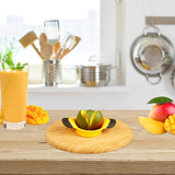 Mango Slicer with Stainless Steel Blade, Non-Slip Handle, Split and Core Mangoes, Black and Yellow - Front View