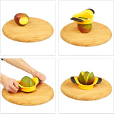 Mango Slicer with Stainless Steel Blade, Non-Slip Handle, Split and Core Mangoes, Black and Yellow