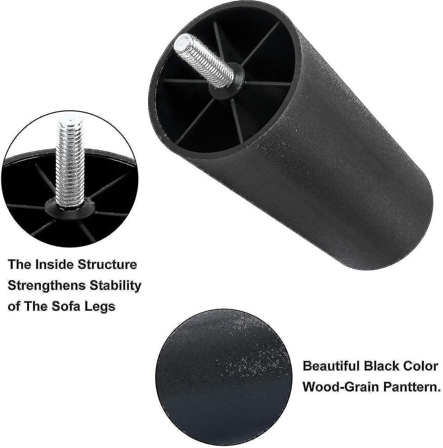 Sofa Replacement Legs 4-Pack Plastic Furniture Legs with Mounting Plates, Compatible with yux Model