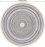 Moroccan Style Grey Round Woven Cotton Washable Absorbent Rug 120cm with Fringes