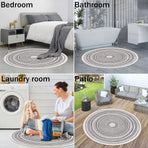 Moroccan Style Grey Round Woven Cotton Washable Absorbent Rug 120cm with Fringes