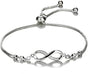 925 Sterling Silver Infinity Love Heart Bracelet with Cubic Zirconia Adjustable for Women