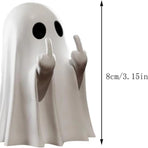 Halloween Resin Middle Finger Ghost Decorations 8CM Pink Pumpkin Ghost with Spranks for Garden and Crafts