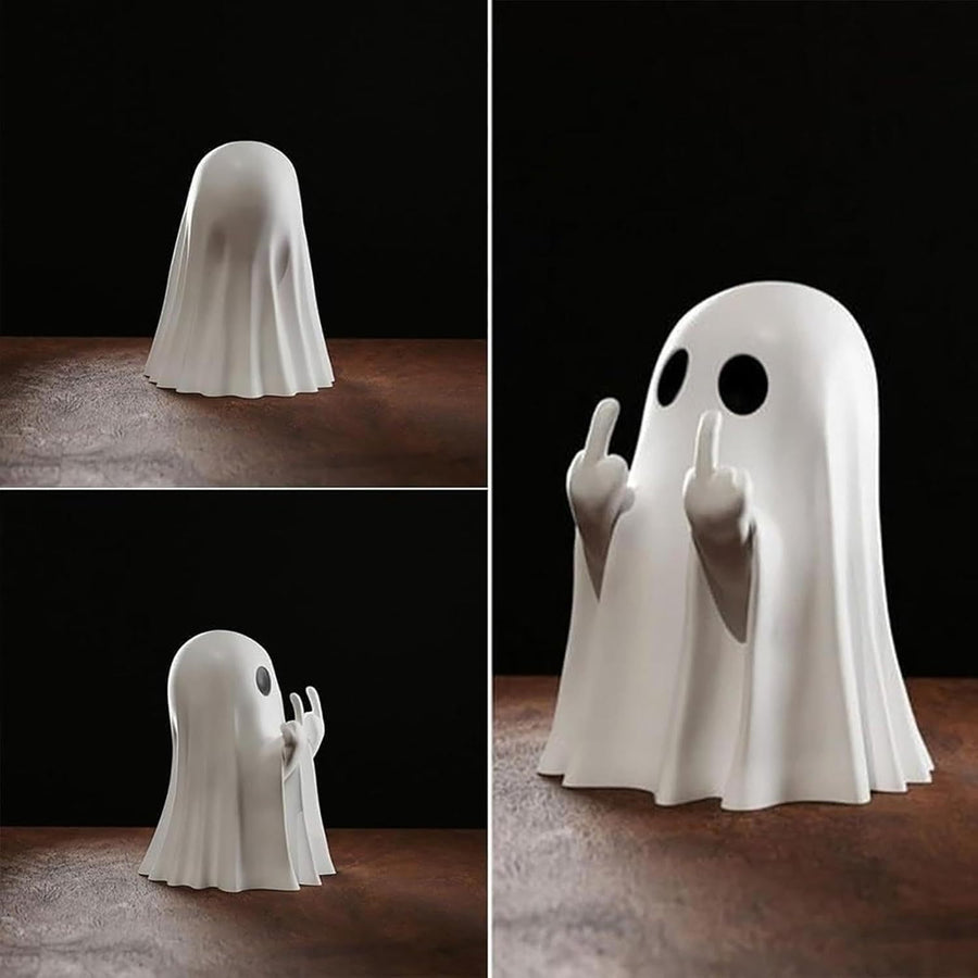 Creative Resin Middle Finger Ghosts Halloween Decorations 8CM Crafts Bat Ghost Compatible with Spranks Garden Decor