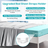 Invisible Sheet and Bed Cover Fastener Set of 4 White Keeps Sheets Tight Removable Storable