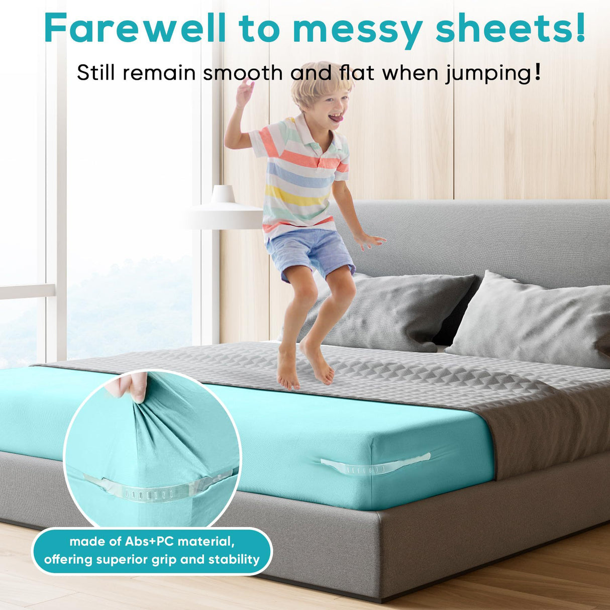 Invisible Sheet and Bed Cover Fastener Set of 4 White Keeps Sheets Tight Removable Storable