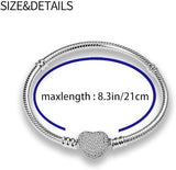 925 Silver Heart Charm Bracelet for Women, Compatible with All Jewelry Brands, Christmas Birthday Mother's Day Gift
