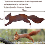 Tree Squirrel - Metal Garden Decoration - 30 cm - Natural Rust Patina