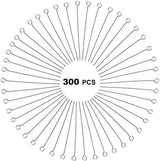 304 Stainless Steel Open Eye Pins for Jewelry Making, 4cm 300pcs Silver