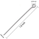 304 Stainless Steel Open Eye Pins for Jewelry Making, 4cm 300pcs Silver