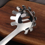Stainless Steel Pasta Spoon: Spaghetti Server Fork & Noodles Ladle - Metal Pasta Claw for Kitchen Cooking (Silver)
