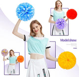 2 Pack Cheerleader Pom Poms Sports Dance Cheer Plastic Matte Pom Poms 12 inch Ring Handle Pom Poms Cheerleading for Sports Team Spirit Cheering - Top-Down View