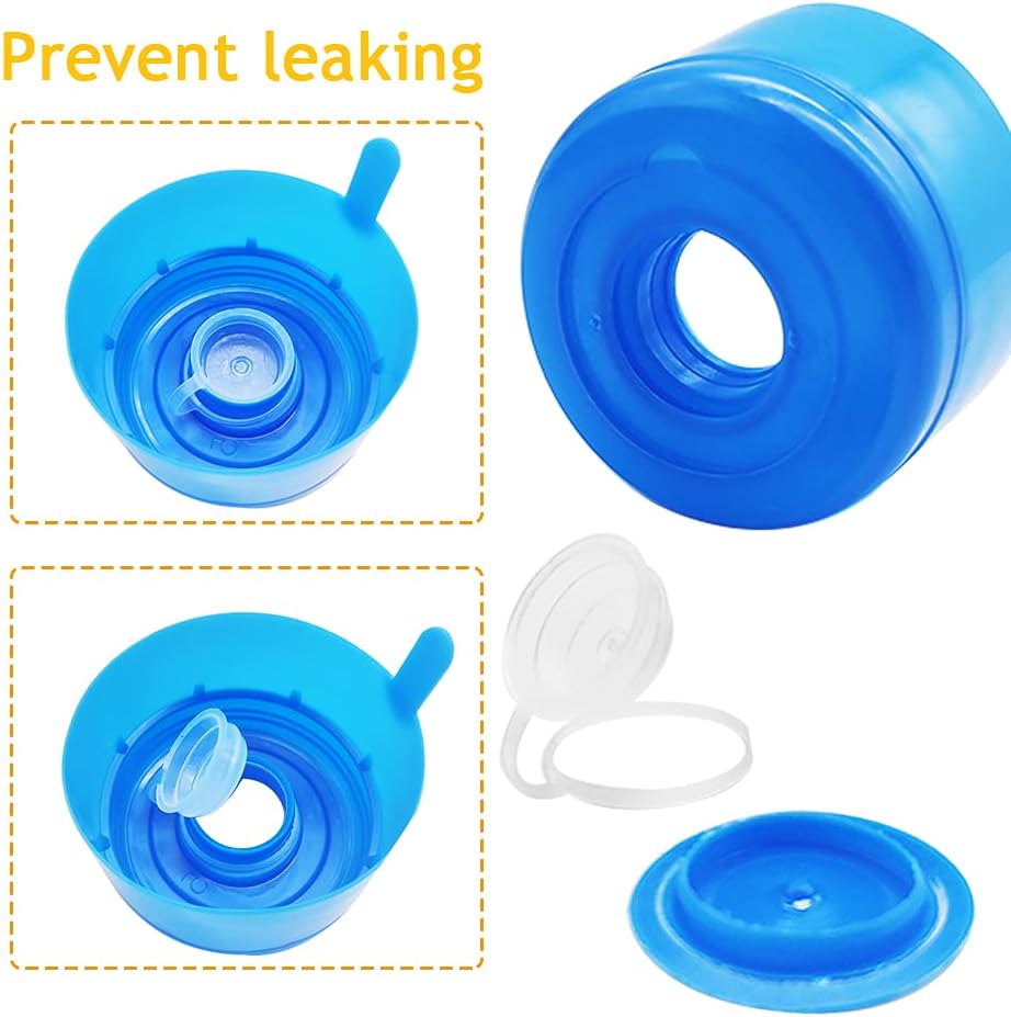 40 Pcs Non Spill Caps,Anti Splash Bottle Caps,Replacement Water Bottle Snap On Cap,Reusable Non-Spill Cap for 55 mm 3 and 5 Gallon Water Jugs