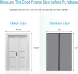 Magnetic Screen Door, Heavy Duty Self-Sealing, Screen Size 50"x81", Fit Door Size up to 48x80 Inches, Hands-Free Durable Fiberglass Screen Doors with Gravity Sticks, Push Pins, Frame Hook&Loop Strips