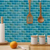 18 Sheet Peel and Stick Tile Backsplash Self Adhesive Removable Stick On Kitchen Backsplash Tiles 3D Vintage Wall Tiles Design Peacock Blue 5 91x11 81 inch - Front View