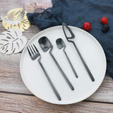 JASHII Flatware Set 32-piece Silverware Set Matte Finished Cutlery Set Service for 8 Include Knife/Fork/Spoon/Coffee spoon Dishwasher Safe (Black) - Front View