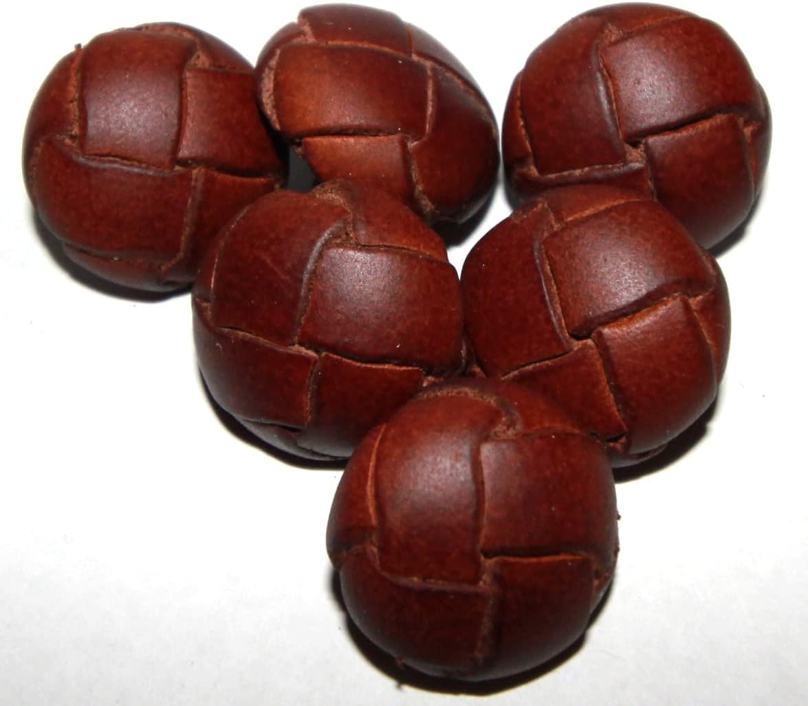 7/8" Medium Brown Genuine Leather Buttons