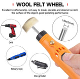 50 PCS 1 Inch Wool Felt Polishing Accessory Kits, 25 Each Spherical/Flat Buffing Wheels for Proxxon Dremel Rotary Tool - 1/8
